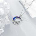 wholesale 925 Sterling Silver Howling Wolf Crescent Moon Pendant Necklace With Blue Crystal Star-0-2