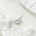 wholesale 925 Sterling Silver Heart Flower Ribbon Pendant Necklace-0-2
