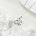 wholesale 925 Sterling Silver Heart Flower Ribbon Pendant Necklace-0-2