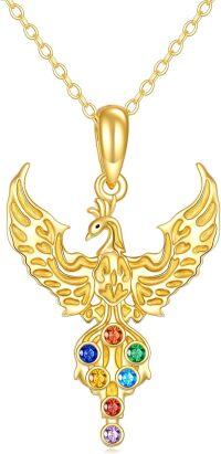 wholesale 10K Gold Rainbow Crystal Phoenix Pendant Necklace for Women - Unique s-Gold Phoenix Necklace