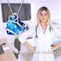wholesale 925 Sterling Silver Heart-Shaped Crystal Nurse Necklace with Caduceus Pendant for Women Mom Graduation Gifts-0-3