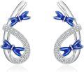 wholesale 925 Sterling Silver Dragonfly Stud Earrings with Blue Enamel and Cubic Zirconia - Perfect Gift for Women & Girls-0-0