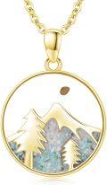 wholesale Gold 925 Sterling Silver Mountain Turquoise Stone Pendant Necklace Christian Faith Jewelry for Women-0-0