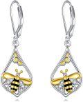 wholesale 925 Sterling Silver Honeycomb Bee Drop Earrings - Nature-Inspired Jewelry for Women-0-0