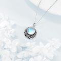 wholesale 925 Sterling Silver Celtic Knot Moonstone Round Pendant Necklace for Women Gifts-0-3