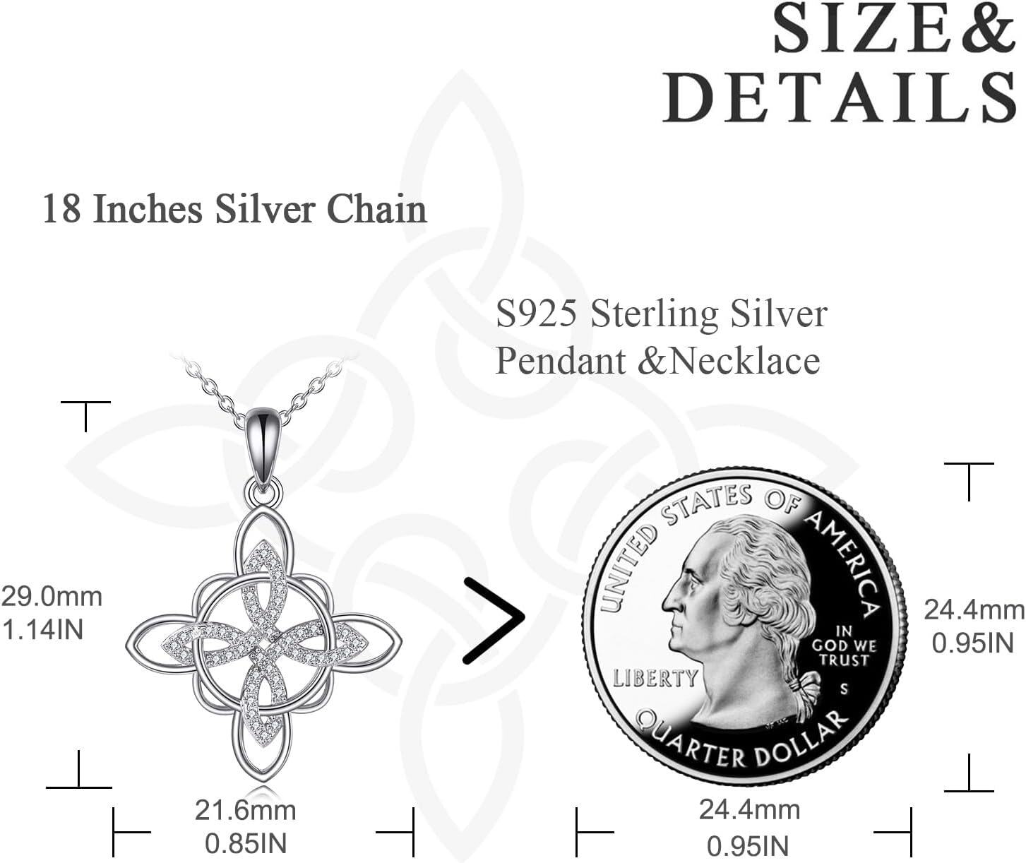 wholesale 925 Sterling Silver Triquetra Celtic Knot Pendant Necklace with Cubic Zirconia for Women and Girls - Wiccan  Idea-0-3