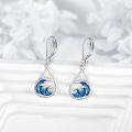 wholesale 925 Sterling Silver Blue Wave Onyx Lotus Drop Earrings-0-2