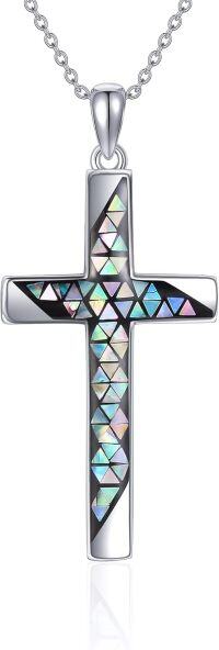 wholesale 925 Sterling Silver Abalone Shell Celtic Cross Witch's Knot Pendant Necklace-cross necklace