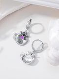 wholesale 925 Sterling Silver Spider Web Cup Purple Stone Hoop Halloween Earrings Gift for Women and Girls-0-4