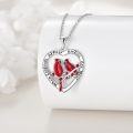 wholesale 925 Sterling Silver Red Enamel Cardinal Love Heart Angel Wings Pendant Necklace-0-4