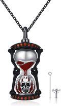 wholesale 925 Sterling Silver Hourglass Skull Red Stone Necklace Jewelry-0-0