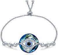 wholesale TOUPOP Evil Eye Bracelet Anklet For Women Sterling Silver Evil Eye Adjustable Ojo Protection Crystal Bracelet Vintage Amulet Jewelry Christmas Anniversary Birthday Gifts For Her Sister Girlfriend -undefined