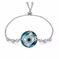 TOUPOP Sterling Silver Crystal Evil Eye Bracelet Anklet Adjustable Amulet Jewelry-0-0