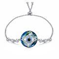 TOUPOP Sterling Silver Crystal Evil Eye Bracelet Anklet Adjustable Amulet Jewelry-0-0