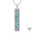 TOUPOP Silver Turquoise Bar Urn Necklace-0-0