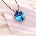 wholesale 925 Sterling Silver Blue Crystal Cat Heart Pendant Necklace s for Women and Girls-0-3