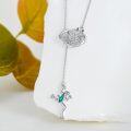 wholesale 925 Sterling Silver Green Enamel Leaf & Frog Adjustable Lariat Necklace-0-3