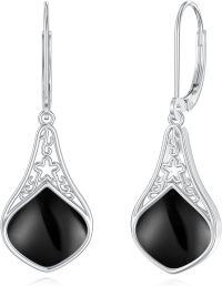 wholesale Sterling Silver Celtic Teardrop Drop Earrings Jewelry Gifts for Women-Black Onyx Filigree