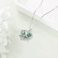 wholesale 925 Silver Dragonfly Heart Pendant Necklace With Green Crystal And Clear Zircon-0-2