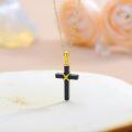 wholesale 14K Gold Black Onyx Cross Pendant Necklace with Chain - 20 inches-0-2