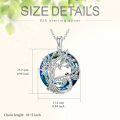 wholesale 925 Sterling Silver Dragonfly & Tree of Life Blue Crystal Pendant Necklace-0-3