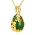 TOUPOP Sterling Silver Jade Hummingbird Dragonfly Butterfly Bee Cat Cardinal Owl Fox Sloth Necklace-0-0