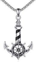 wholesale 925 Sterling Silver Anchor & Lighthouse Pendant Necklace for Men Women Sailor's s-0-0