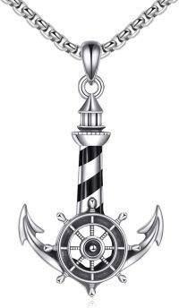 wholesale 925 Sterling Silver Anchor & Lighthouse Pendant Necklace for Men Women Sailor's s-Anchor Necklace