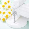 wholesale Sterling Silver Diamond Birth Flower Key Necklace for Women-0-48