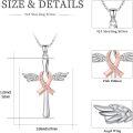 wholesale 925 Sterling Silver Cross with Angel Wings and Pink Ribbon Pendant - Breast Cancer Awareness Jewelry for Survivors-0-3