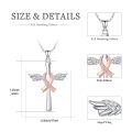 wholesale 925 Sterling Silver Cross with Angel Wings and Pink Ribbon Pendant - Breast Cancer Awareness Jewelry for Survivors-0-3