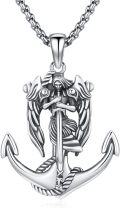 wholesale 925 Sterling Silver Angel on Anchor Pendant Necklace for Men - 24 -0-0