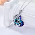 TOUPOP Sterling Silver Blue Crystal Tree Of Life Cow Necklace Jewelry Gifts-0-1