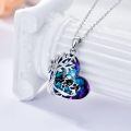 TOUPOP Sterling Silver Blue Crystal Tree Of Life Cow Necklace Jewelry Gifts-0-1
