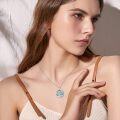 wholesale Sterling Silver Crystal Abalone Shell Animal Pendant Tree of Life Necklace-0-70