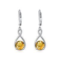wholesale 925 Sterling Silver Birthstone Threader Earrings Infinity Long Chain Drop Pull Through 12 Stone Birthday Jewelry Gifts for Women-11-Nov-Citrine