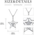 wholesale 925 Sterling Silver Double Layered Star Pendant Necklace with Cubic Zirconia  for Mother Wife Girlfriend Daughter Sister Friends-0-4