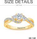 wholesale TOUPOP Personalized 1ct Moissanite Engagement Bands For Women D Color Vvs1 Clarity 925 Sterling Silver 18k Gold Plated Promise Ring Custom Name Ring Gift For Anniversary And Special Occasions -0-3