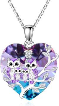 wholesale TOUPOP Owl Necklace Gifts 925 Sterling Silver Crystal Owl Family Pendant Necklace Birthday Christmas Jewelry For Women (4 Owls) -undefined