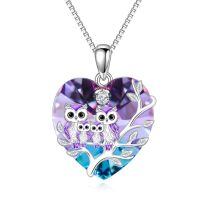 TOUPOP 925 Sterling Silver Crystal Owl Family Pendant Necklace (4 Owls)-undefined