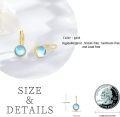 wholesale  925 Sterling Silver Yellow Gold Moonstone Earrings for Women, Hypoallergenic, Nickel-Free, 6x8mm, Gift Box, Romantic Blue Stone Jewelry-0-2