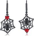 wholesale 925 Sterling Silver Spider Web Heart Drop Leverback Earrings-0-0