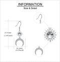 wholesale 925 Sterling Silver & 18K White Gold Plated Celestial Sun and Moon Drop Dangle Earrings for Women Girls Gifts-0-3