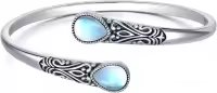 wholesale 925 Sterling Silver Moonstone Adjustable Bohemian Cuff Bracelet-Moonstone