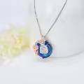 TOUPOP Sterling Silver Blue Crystal B Letter Butterfly Rose Necklace-0-5