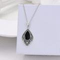 wholesale Sterling Silver Moonstone Turquoise Onyx Larimar Moss Agate Filigree Teardrop Pendant Necklace-0-23