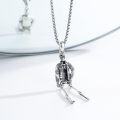 wholesale 925 Sterling Silver Halloween Punk Skull Skeleton Pendant Chain Necklace for Men Women  47cm Length-0-1