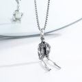 wholesale 925 Sterling Silver Halloween Punk Skull Skeleton Pendant Chain Necklace for Men Women  47cm Length-0-1