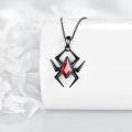 wholesale 925 Sterling Silver Red CZ Black Spider Pendant Necklace 45cm Chain Jewelry for Women Girls Gift Boxed-0-2