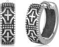 wholesale 925 Sterling Silver Viking Cross Huggie Hoop Earrings for Men - Father's Day Gifts-0-0